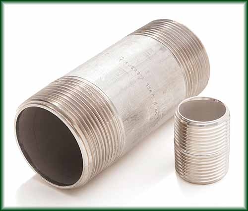 Two different sizes of Stainless Steel Seamless Pipe Nipples.