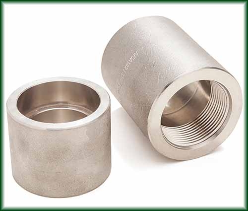 Two different Forged Stainless Steel Couplings.