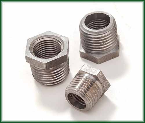 Three Steel Merchant Hex Bushings.