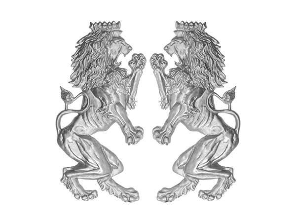 Aluminum Leo Brittanica lions pair