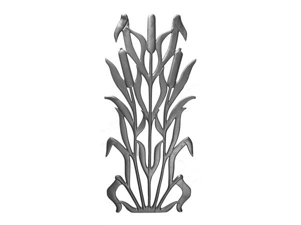 Cast iron cattail railing panel, 28x12-inch