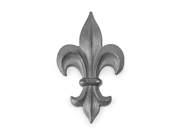 Cast iron fleur de lis rosette with hollow back