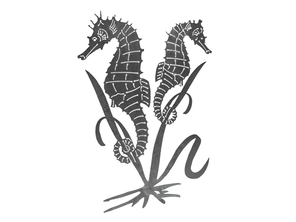 Plasma cut sign of seahorses